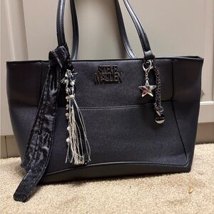 Steve Madden Elegant Black Tote with Charms